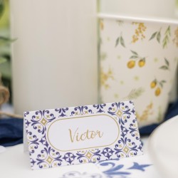 10 MARQUES-PLACE DOLCE VITA BLEU ROI, BLANC ET OR  8 X 4 CM 