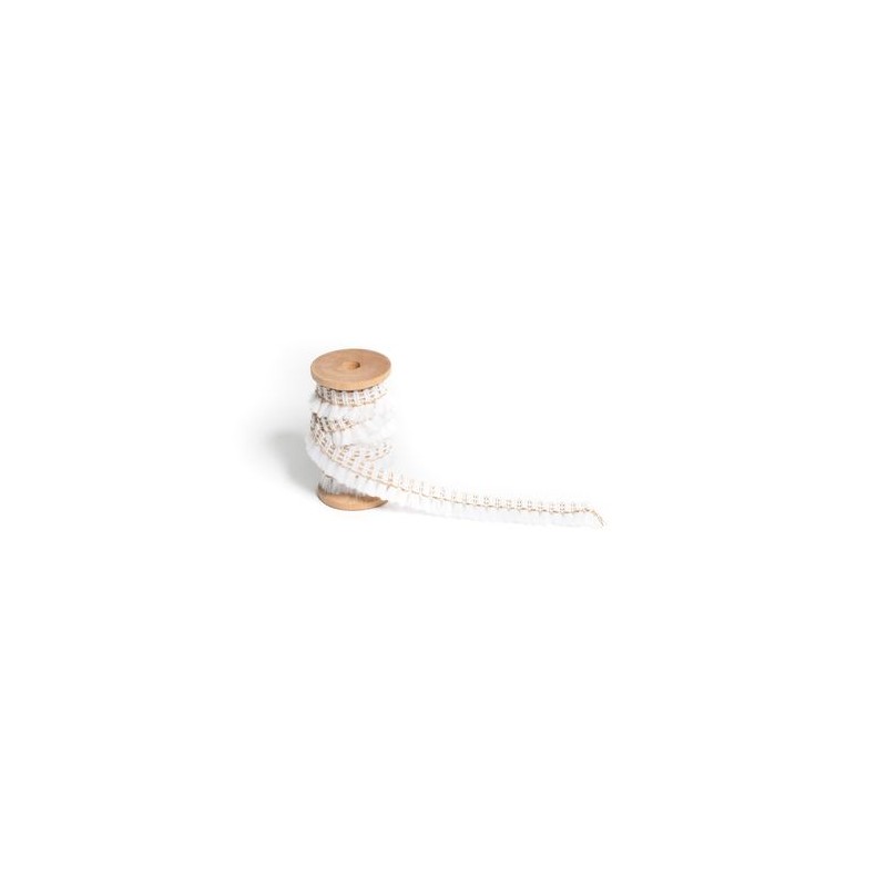 RUBAN FRANGES BLANC ET OR 1.5 CM X 5 M RUBAN FRANGES BLANC ET OR 1.5 CM X 5 M