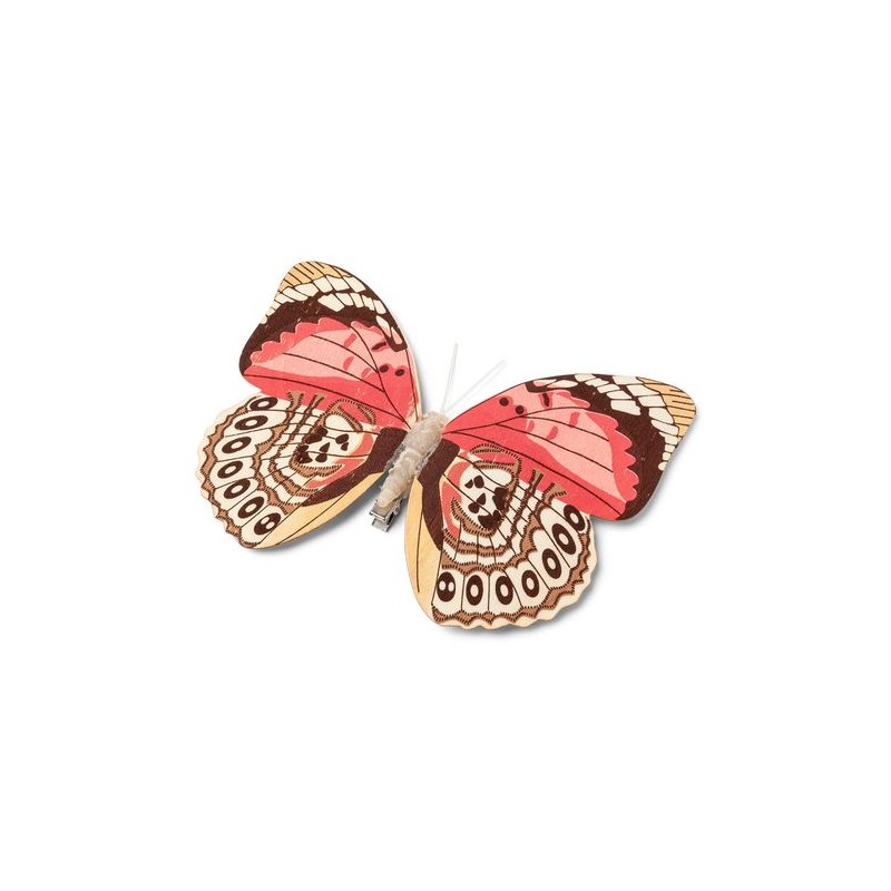 PAPILLON SUR PINCE CHOCO ET CORAIL 18 CM PAPILLON SUR PINCE CHOCO ET CORAIL 18 CM