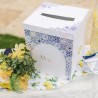 URNE  BDOLCE  VITA BLEU ROI, BLANC ET OR  21 X 25 X 21 CM