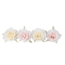 4 ROSES TISSU BLANC ET ROSE 12.5 CM 