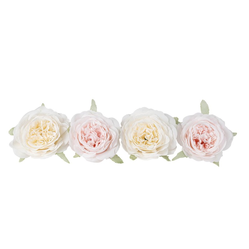 4 ROSES TISSU BLANC ET ROSE 12.5 CM 4 ROSES TISSU BLANC ET ROSE 12.5 CM