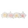 4 ROSES TISSU BLANC ET ROSE 12.5 CM 