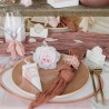 4 ROSES TISSU BLANC ET ROSE 12.5 CM 