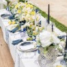CHEMIN DE TABLE DOLCE VITA BLANC, BLEU ROI ET JAUNE 28 CM X 5M