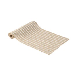 CHEMIN DE TABLE EFFET JUTE NATUREL ET BLANC 28 CM X 3 M