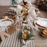 CHEMIN DE TABLE EFFET JUTE NATUREL ET BLANC 28 CM X 3 M