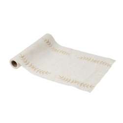 CHEMIN DE TABLE ROMEAUX OLIVIER EFFET LIN ET OR 28 CM X 5 M 