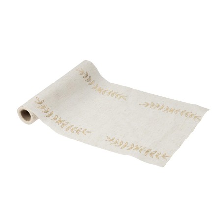 CHEMIN DE TABLE ROMEAUX OLIVIER EFFET LIN ET OR 28 CM X 5 M 