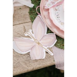 10 SERVIETTES FAIRY WORLD ROSE PASTEL ET LILAS 33 X 33 CM 3 PLIS