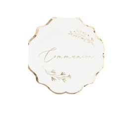 16 SERVIETTES COMMUNION BLANC ET OR 32 X 32 CM 3 PLIS 