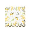 16 SERVIETTES MIMOSA CITRONS FEUILLAGES ET OR 33 X 33 CM 3 PLIS 