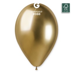 5 BALLONS BIO LATEX  COULEUR SHINY OR 33 CM 