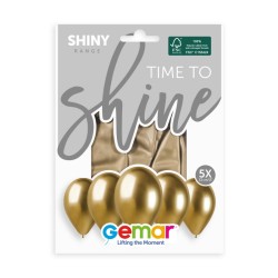5 BALLONS BIO LATEX  COULEUR SHINY OR 33 CM 