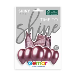5 BALLONS BIO LATEX  COULEUR SHINY PINK OU ROSE 33 CM 