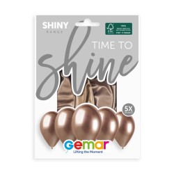 5 BALLONS BIO LATEX  COULEUR SHINY ROSE GOLD 33 CM 
