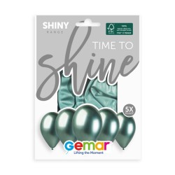 5 BALLONS BIO LATEX  COULEUR SHINY GREEN OU VERT 33 CM 