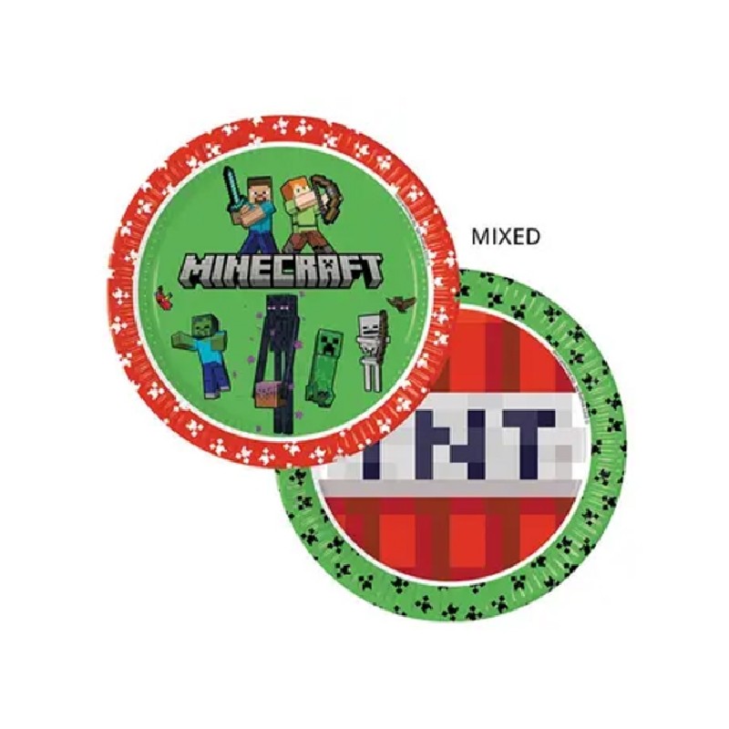 8 ASSIETTES MINECRAFT TNT 23 CM 8 ASSIETTES MINECRAFT TNT 23 CM