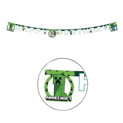 BANDEROLE MINECRAFT CAMOUFLAGE HAPPY BIRTHDAY 2 METRES