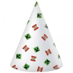 6 CHAPEAUX DE FETE MINECRAFT JEU VIDEO CAMOUFLAGE