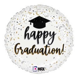 BALLON METALLIQUE ROND  HAPPY CONGRATS 46 CM 