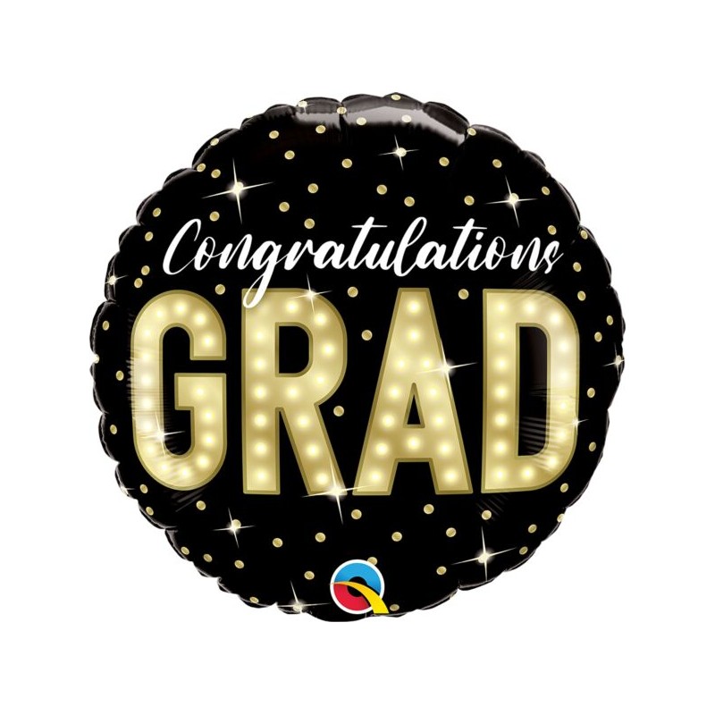 BALLON METALLIQUE ROND CONGRATULATIONS GRAD LAUREAT NOIR ET OR 46 CM BALLON METALLIQUE ROND CONGRATULATIONS GRAD LAUREAT NOIR ET OR 46 CM