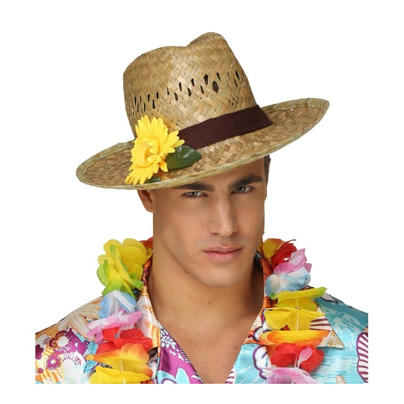 CHAPEAU DE FERMIER EN PAILLE NATURELLE AVEC FLEUR TOURNESOL JAUNE CHAPEAU DE FERMIER EN PAILLE NATURELLE AVEC FLEUR TOURNESOL JAUNE