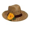 CHAPEAU DE FERMIER EN PAILLE NATURELLE AVEC FLEUR TOURNESOL JAUNE