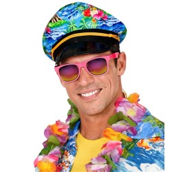 CASQUETTE CAPITAINE DE BATEAU IMPRIME TISSU HAWAI 