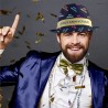 CHAPEAU BORSALINO MULTICOLORE JOYEUX ANNIVERSAIRE FOND BLEU