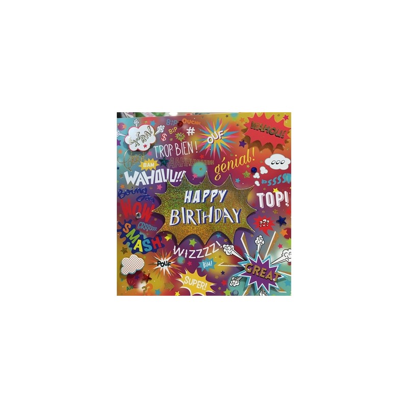 CARTE DOUBLE JOYEUX ANNIVERSAIRE COLL'AGE 18 X 18 CM CARTE DOUBLE JOYEUX ANNIVERSAIRE COLL'AGE 18 X 18 CM
