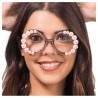 LUNETTES A FLEURS ET STRASS ROSES 14CM X 15CM X 6CM
