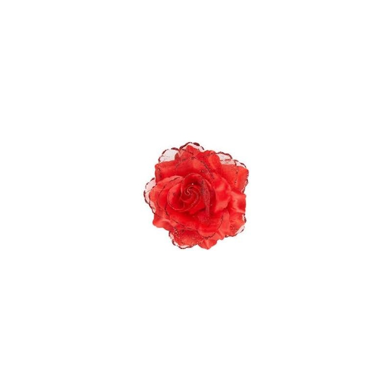 BARRETTE AVEC ROSE ROUGE BARRETTE AVEC ROSE ROUGE