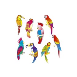 DECORATION 8 OISEAUX TROPICAL 