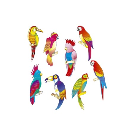 DECORATION 8 OISEAUX TROPICAL 
