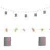 GUIRLANDE LANTERNE ROSE ET VERT AVEC DES FLEURS 