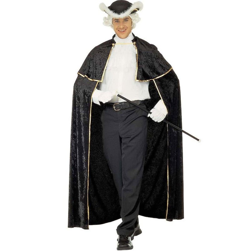 DEGUISEMENT CAPE JABOT VENITIEN NOIR ET OR EN VELOUR 142 CM DEGUISEMENT CAPE JABOT VENITIEN NOIR ET OR EN VELOUR 142 CM