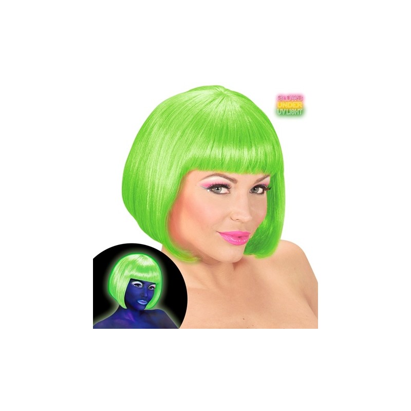 PERRUQUE CARRE AVEC FRANGE VALENTINA VERT FLUO PERRUQUE CARRE AVEC FRANGE VALENTINA VERT FLUO