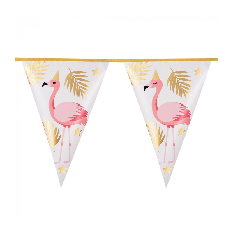 GUIRLANDE FANIONS FLAMANTS ROSE 4 METRES GUIRLANDE FANIONS FLAMANTS ROSE 4 METRES