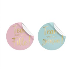 16 STICKERS OU AUTOCOLLANTS GENDER REVEAL FILLE OU GARCON