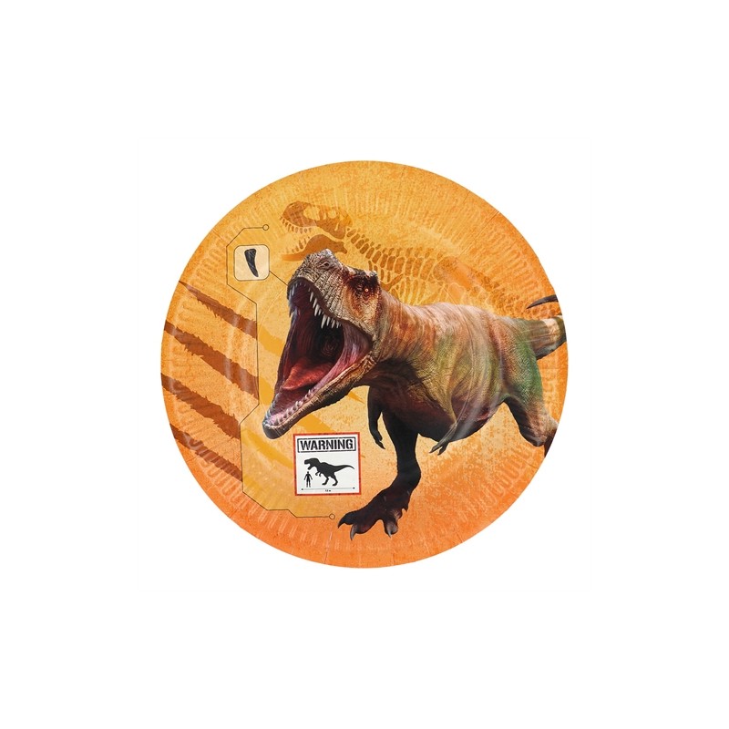 8 ASSIETTES DINOSAURES T REX ORANGE 23 CM 8 ASSIETTES DINOSAURES T REX ORANGE 23 CM