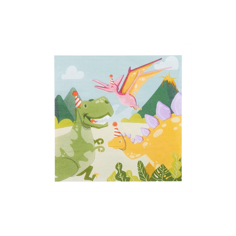 20 SERVIETTES DINOSAURES DINO PARTY 33 X 33 CM 20 SERVIETTES DINOSAURES DINO PARTY 33 X 33 CM