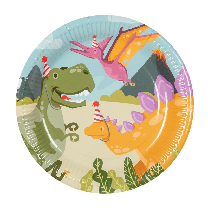 8 ASSIETTES DINOSAURES DINO PARTY 23 CM 8 ASSIETTES DINOSAURES DINO PARTY 23 CM