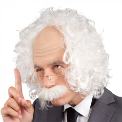 PERRUQUE PROFESSEUR OU SAVANT ALBERT AVEC MOUSTACHE ET LUNETTES
