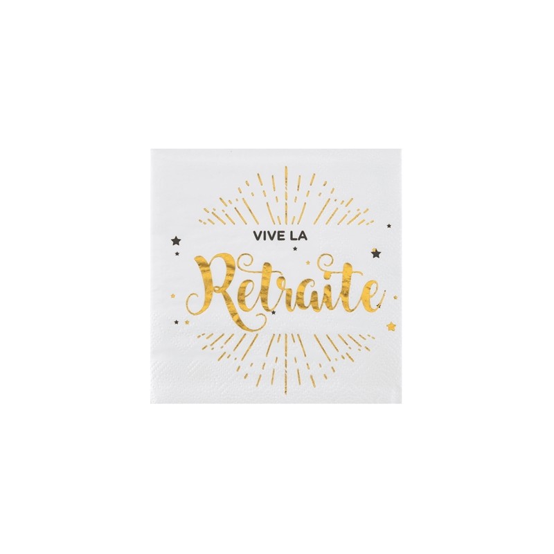 20 SERVIETTES VIVE LA RETRAITE 25 X 25 CM 20 SERVIETTES VIVE LA RETRAITE 25 X 25 CM
