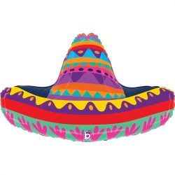 BALLON METALLIQUE CHAPEAU SOMBRERO MULTICOLORE 86 CM