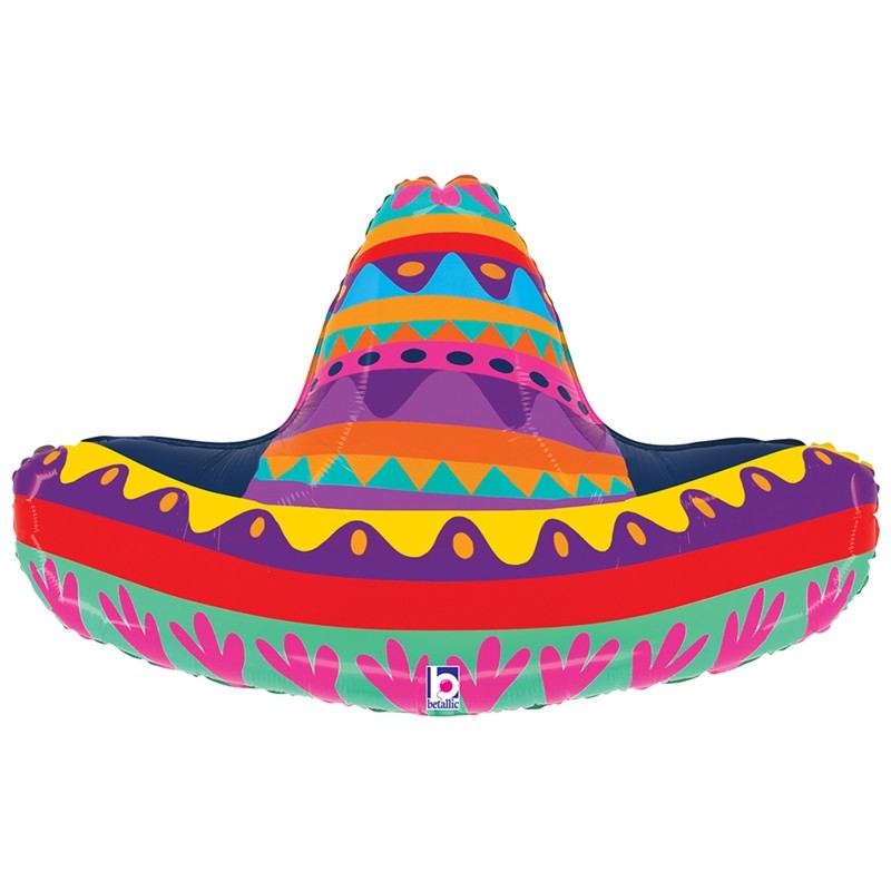 BALLON METALLIQUE CHAPEAU SOMBRERO MULTICOLORE 86 CM BALLON METALLIQUE CHAPEAU SOMBRERO MULTICOLORE 86 CM