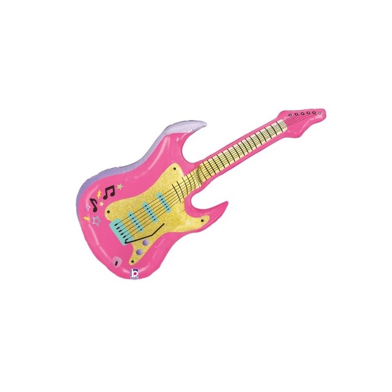 BALLON METALLIQUE GUITARE ROSE 99 CM BALLON METALLIQUE GUITARE ROSE 99 CM