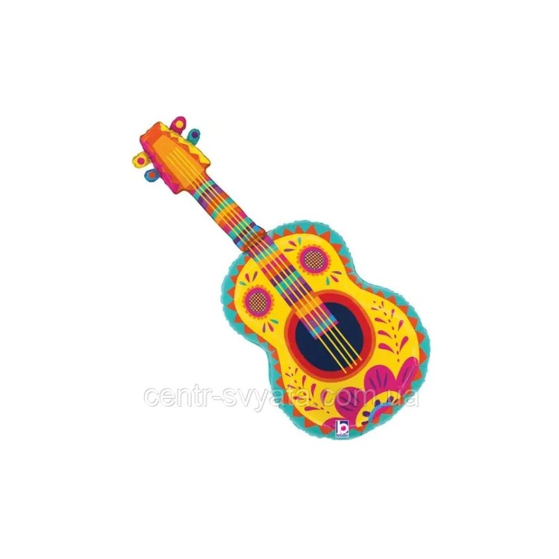 BALLON METALLIQUE GUITARE COLOREE THEME AMERIQUE DU SUD 89 CM BALLON METALLIQUE GUITARE COLOREE THEME AMERIQUE DU SUD 89 CM