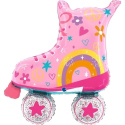 BALLON METALLIQUE ROLLER ROSE 84 CM 
